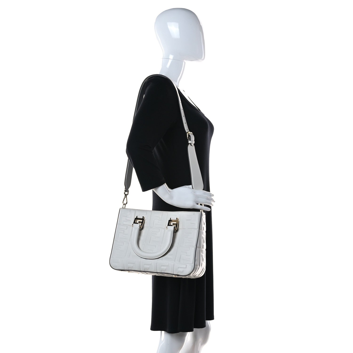 Fendi Nappa FF 1974 Embossed Small FF Tote White 2 of 9