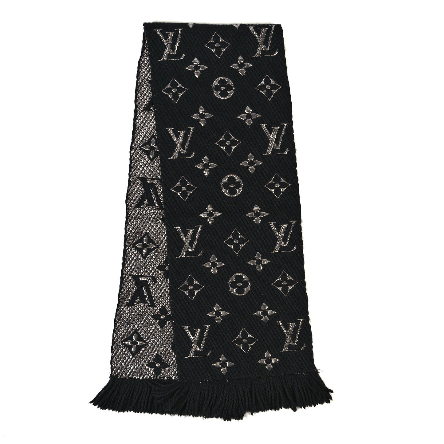 Wool Silk Logomania Shine Scarf Black