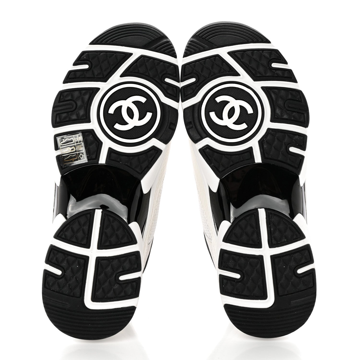 Chanel Mesh Suede Calfskin Grained Calfskin Womens CC Sneakers 37.5 White Black 5 of 10