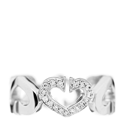 Cartier 18K White Gold Diamond Hearts and Symbols Ring 48 4.5 1 of 4