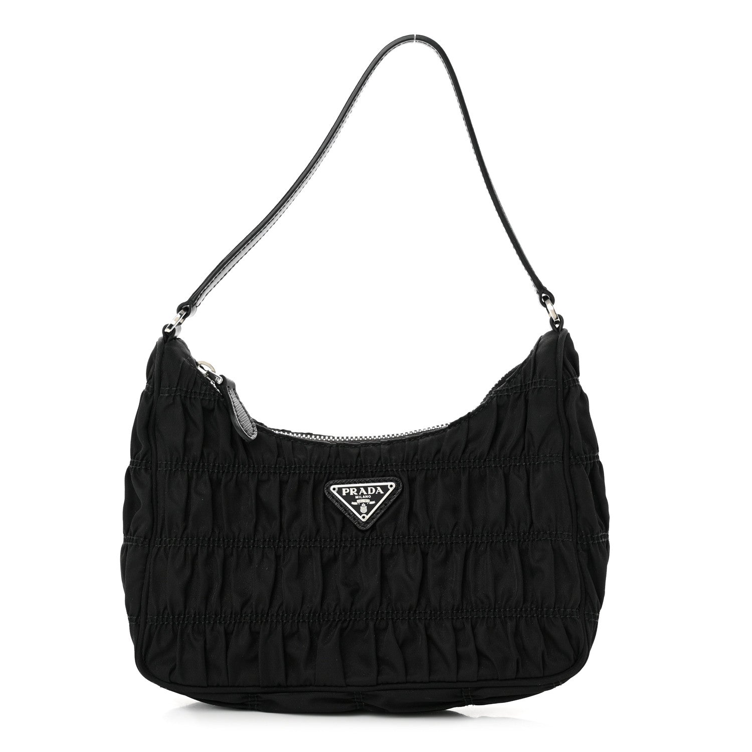 Prada Tessuto Nylon Gaufre Shoulder Bag Black 1 of 8