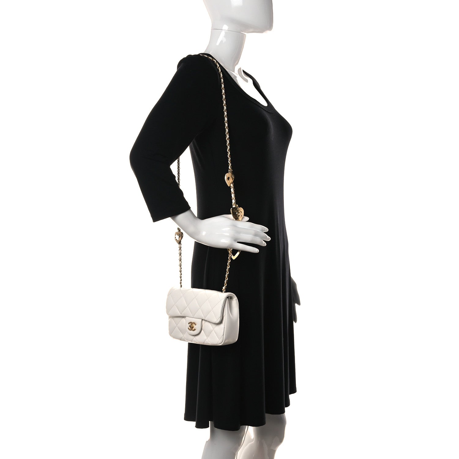 Chanel Lambskin Quilted Mini Heart Charms Flap White 2 of 11