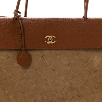 Chanel Grained Calfskin Suede Large Urban Essentials Shopping Bag Dark Beige Camel 8 of 11