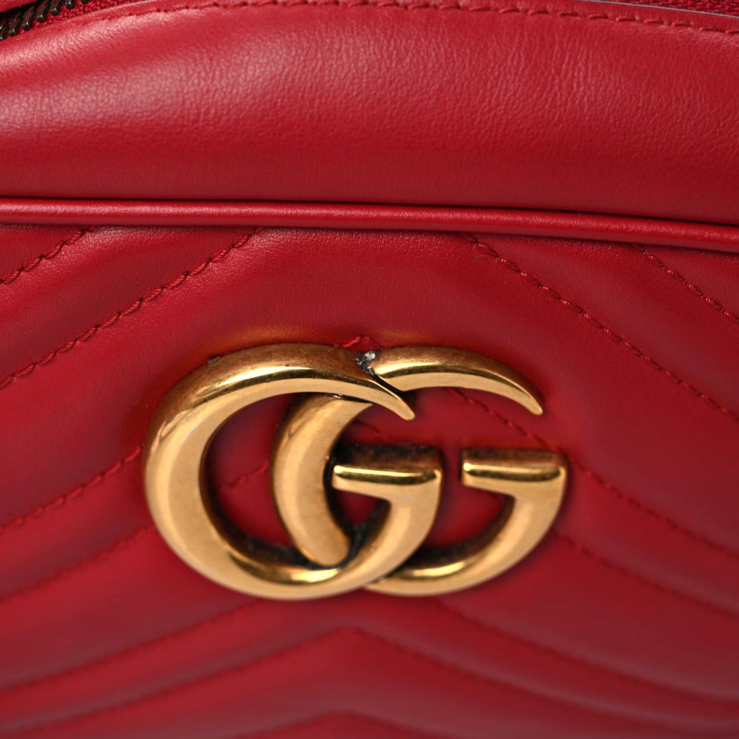 Gucci Calfskin Matelasse Small GG Marmont Chain Shoulder Bag Hibiscus Red 10 of 21