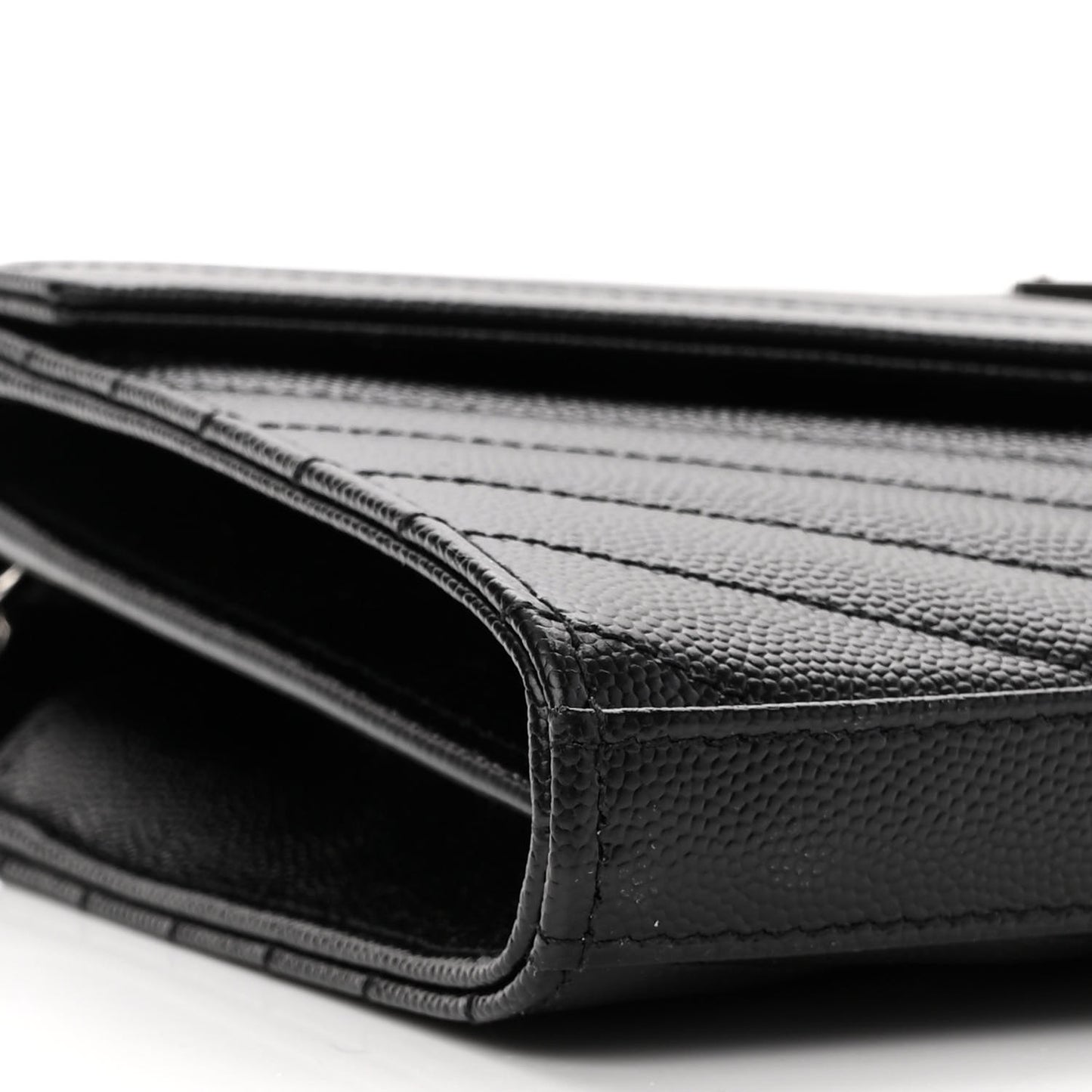Grain De Poudre Matelasse Chevron Monogram Chain Wallet Black