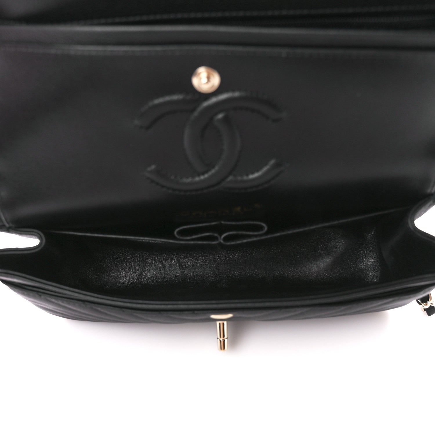 Chanel Caviar Chevron Quilted Small Double Flap Black 5 of 11