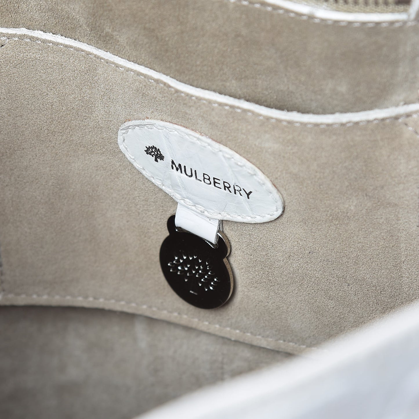 Calfskin Crocodile Embossed Bayswater White