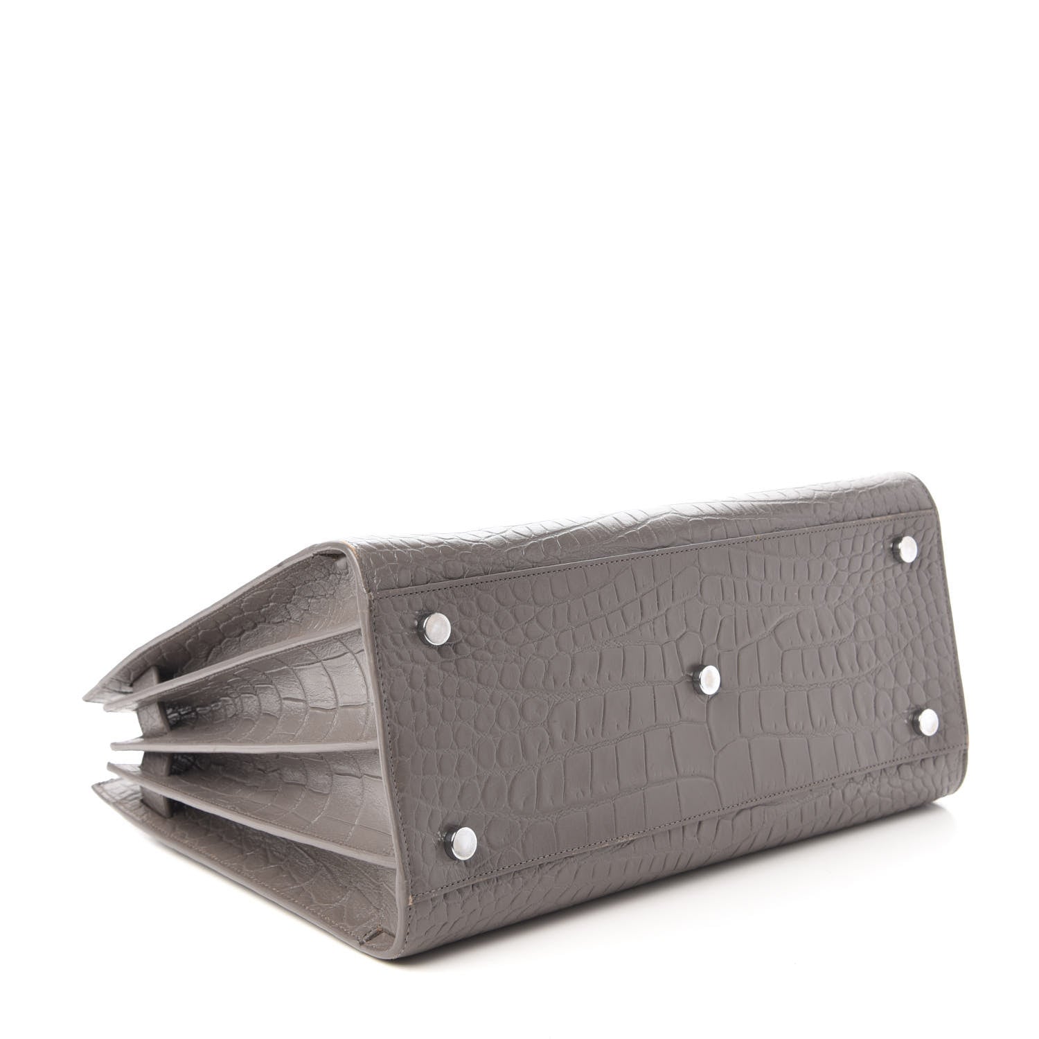 Saint Laurent Calfskin Crocodile Embossed Small Sac De Jour Fog 4 of 9