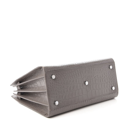 Saint Laurent Calfskin Crocodile Embossed Small Sac De Jour Fog 4 of 9