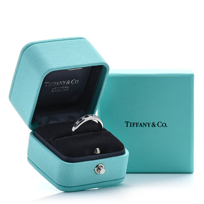 Tiffany Platinum Diamond Blue Sapphire 4mm Lucida Band Ring 56 7.5 6 of 6