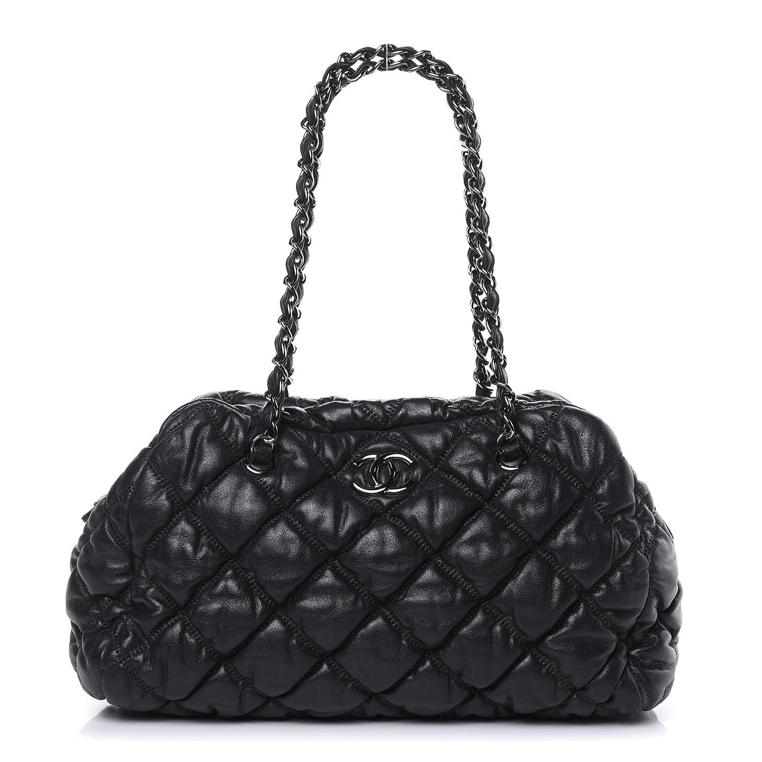 Chanel Lambskin Bubble Quilt Bowler Black 1 of 15