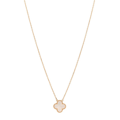 Van Cleef & Arpels 18K Yellow Gold Mother of Pearl Vintage Alhambra Pendant Necklace 1 of 5