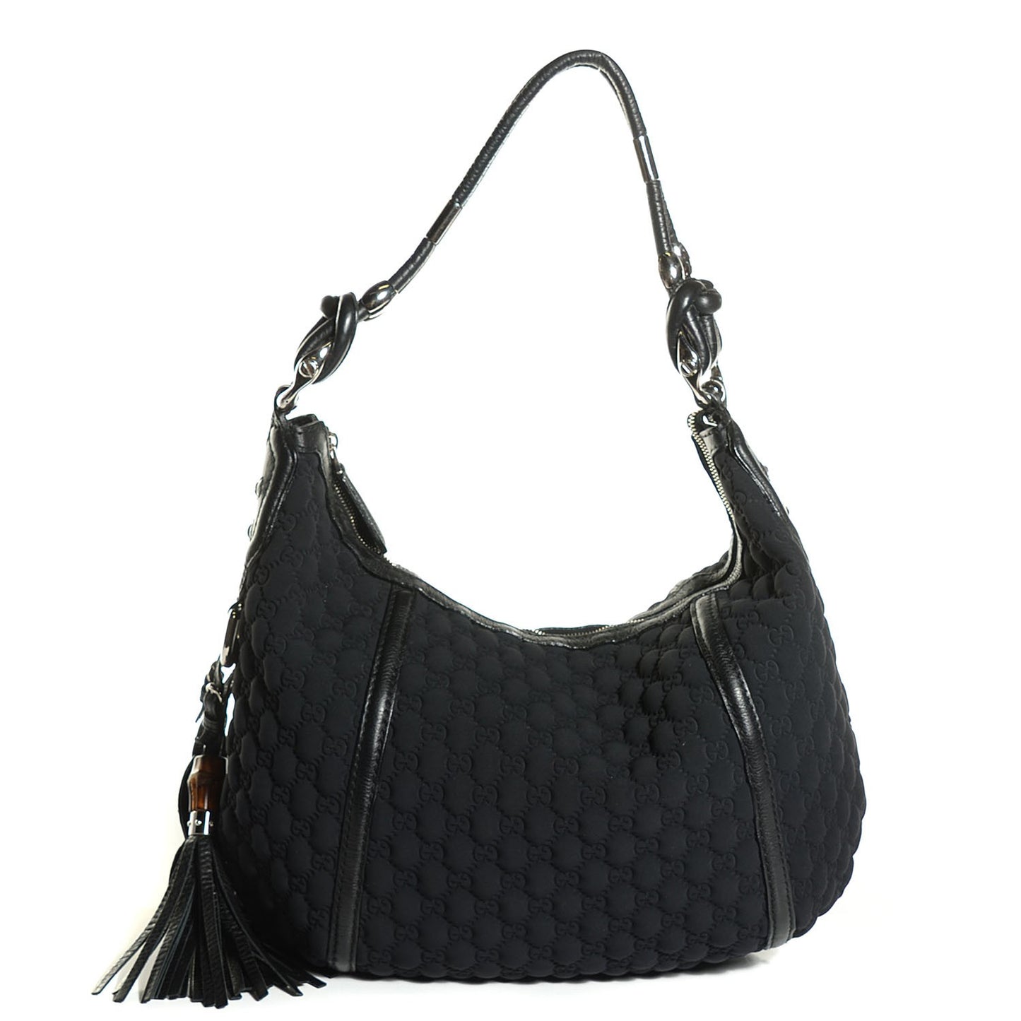 Guccissima Neoprene Medium Techno Horsebit Hobo Black