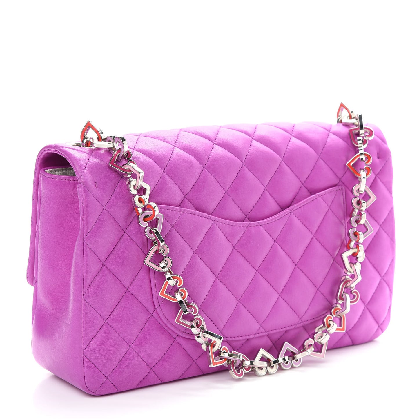 Lambskin Heart Valentine Medium Flap Fuchsia