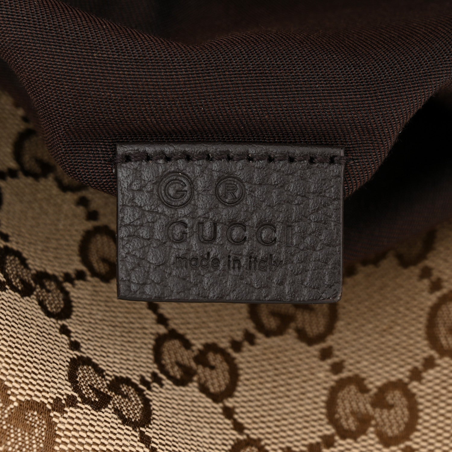 Gucci Monogram Dollar Calfskin Waist Pouch Beige Ebony Testa di Moro Marrone Scuro 6 of 10