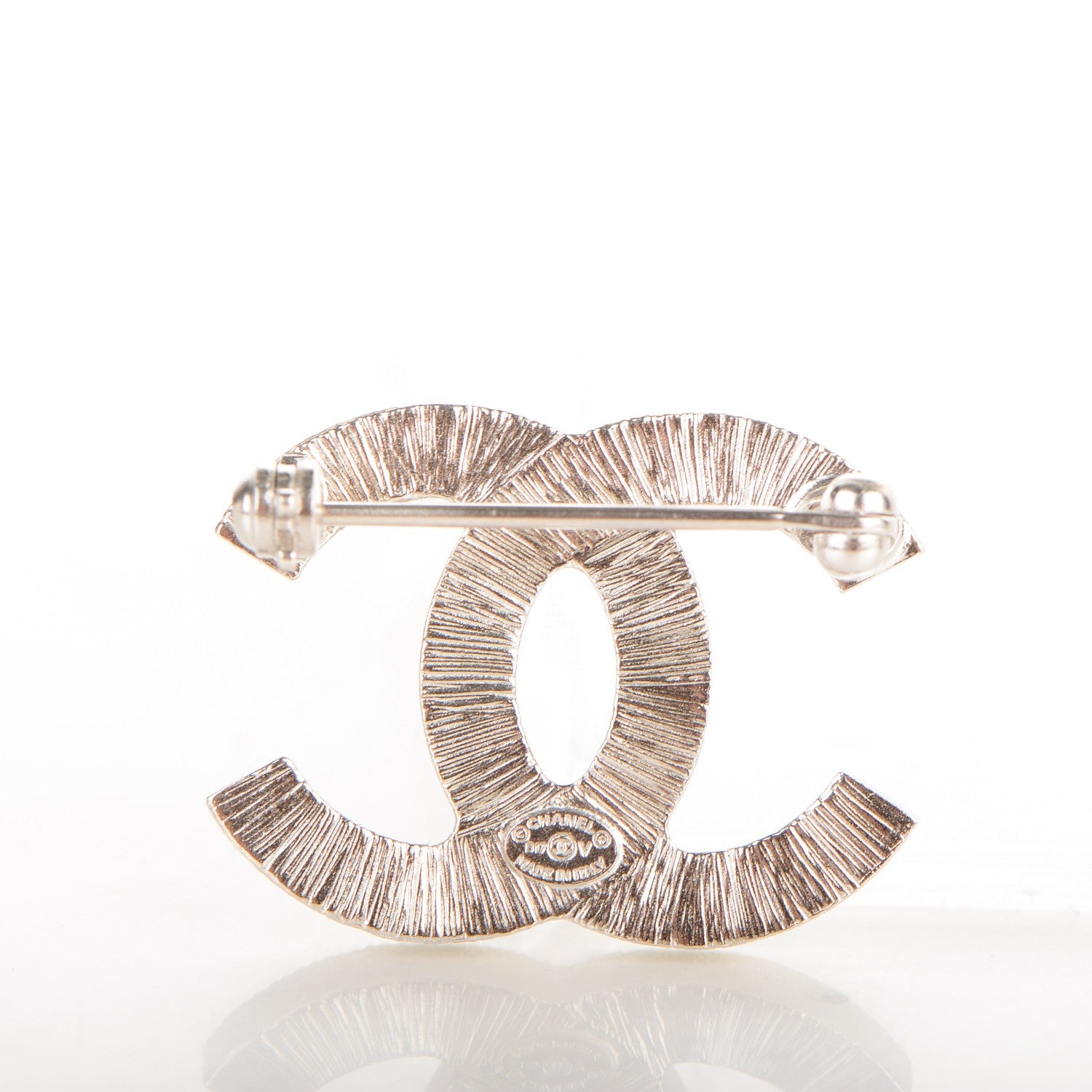 Chanel Baguette Crystal CC Brooch Silver 3 of 4