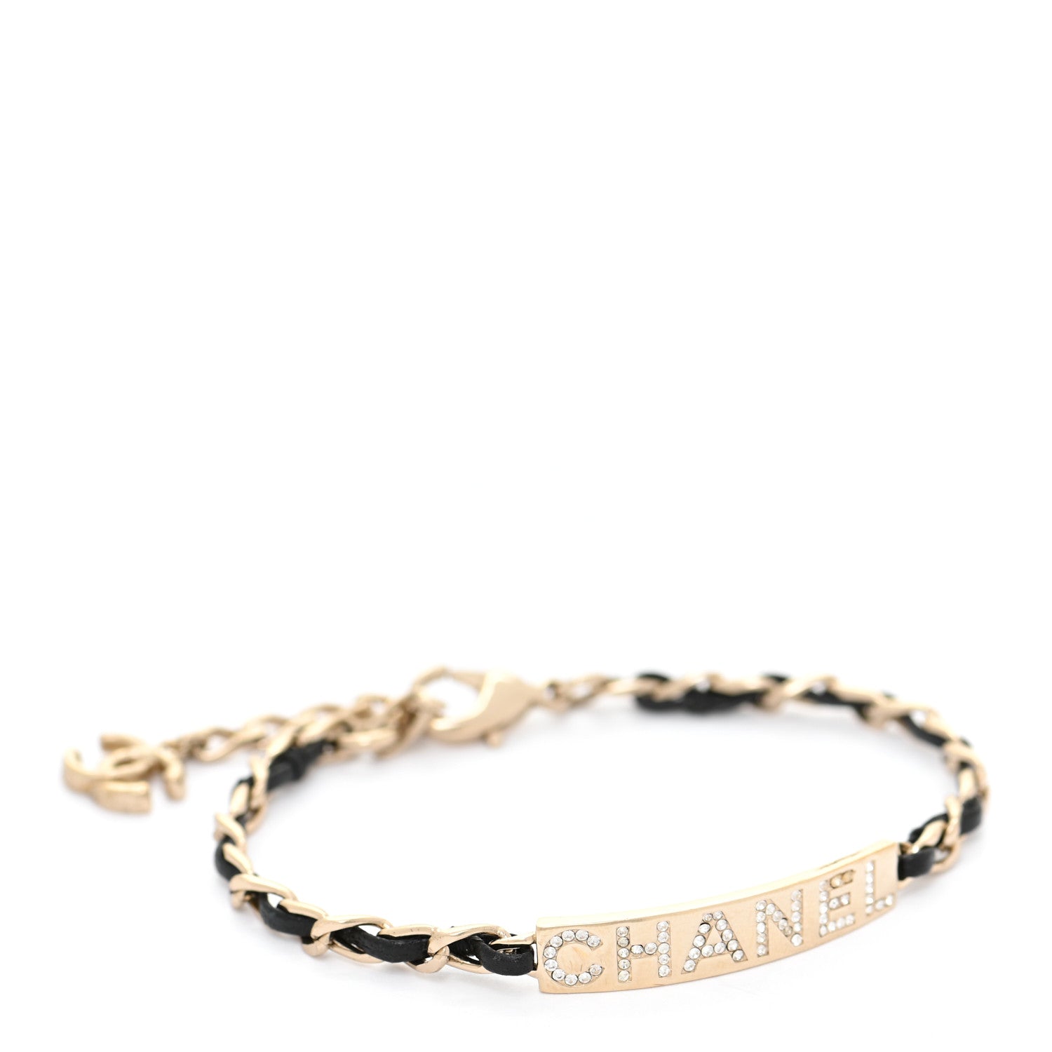 Chanel Metal Lambskin Crystal Sergeant Chanel Bracelet Gold 1 of 6