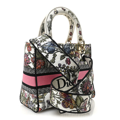 Christian Dior Canvas Embroidered Butterfly Floral Print Medium Lady D-Lite  Multicolor 3 of 11