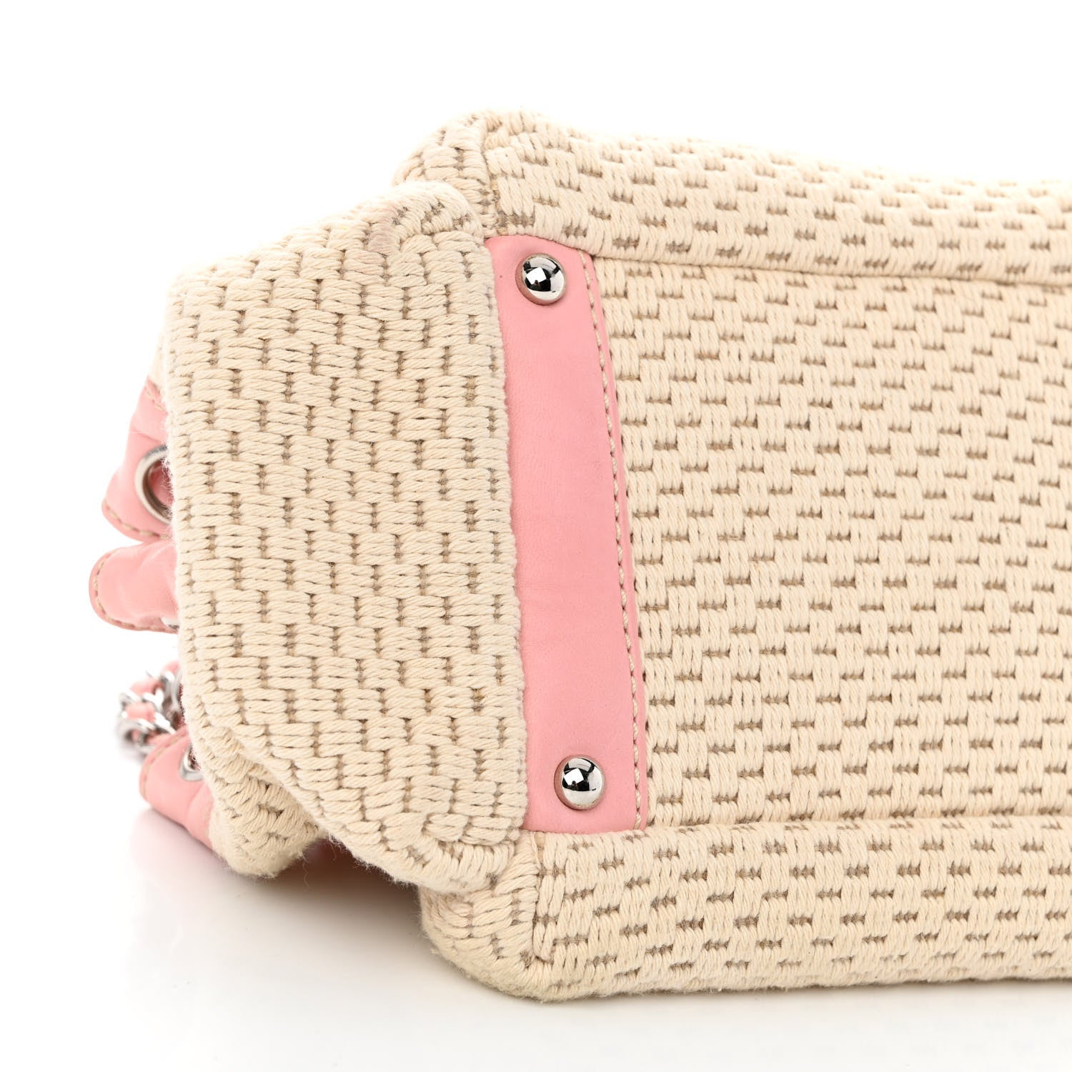 Chanel Canvas Woven Lambskin Lax Accordion Hobo Pink 8 of 9