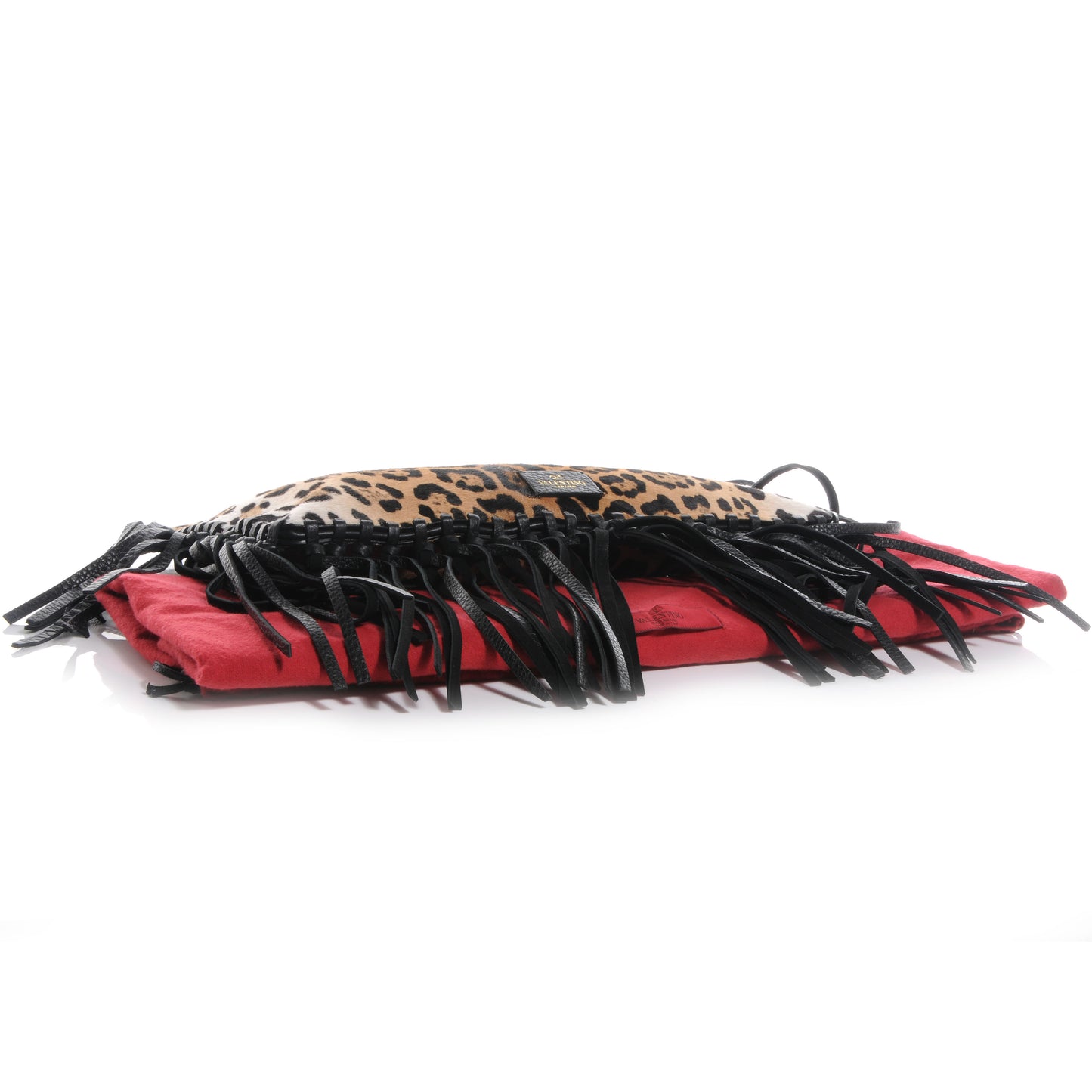 Calf Hair Oversized Fringe Clutch Leopard