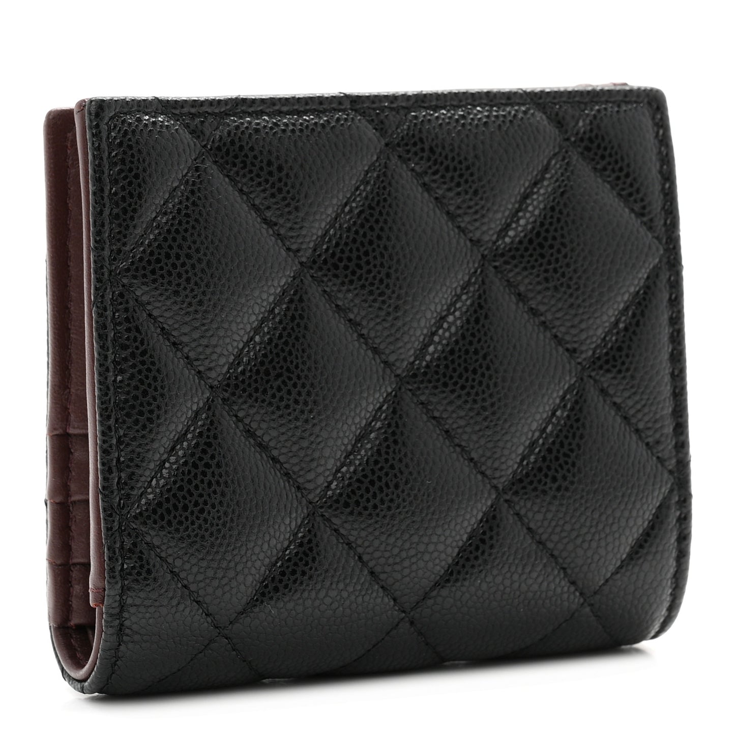 Caviar Quilted Compact Bifold Wallet Black
