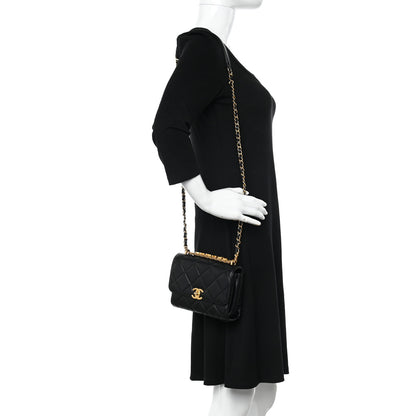 Chanel Lambskin Quilted Mini CC Crystal Logo Chain Flap Black 2 of 11