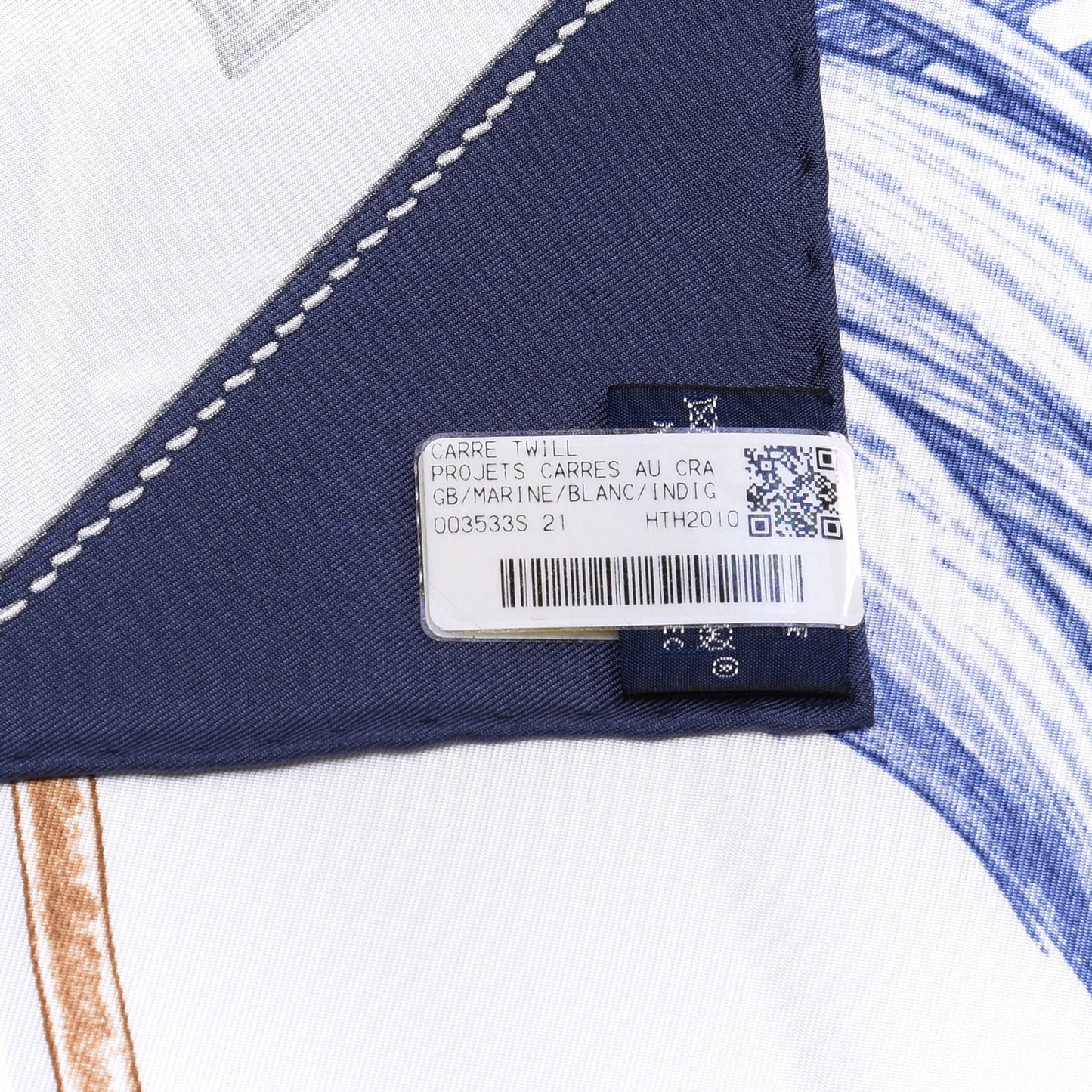 Silk Projets Carres Au Crayon Scarf 90 Bleu Marine White Indigo