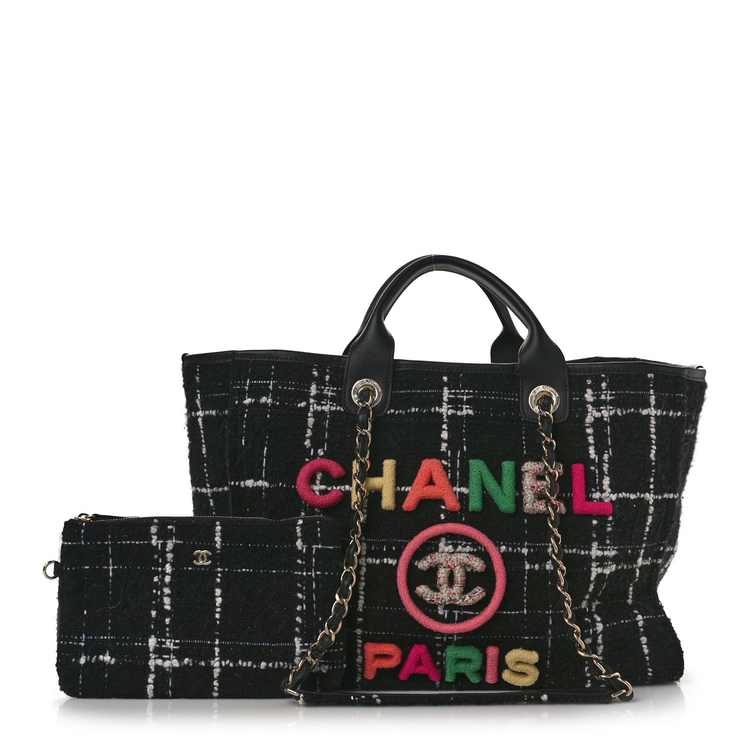 Chanel Tweed Medium Deauville Tote Black White Multicolor 1 of 10