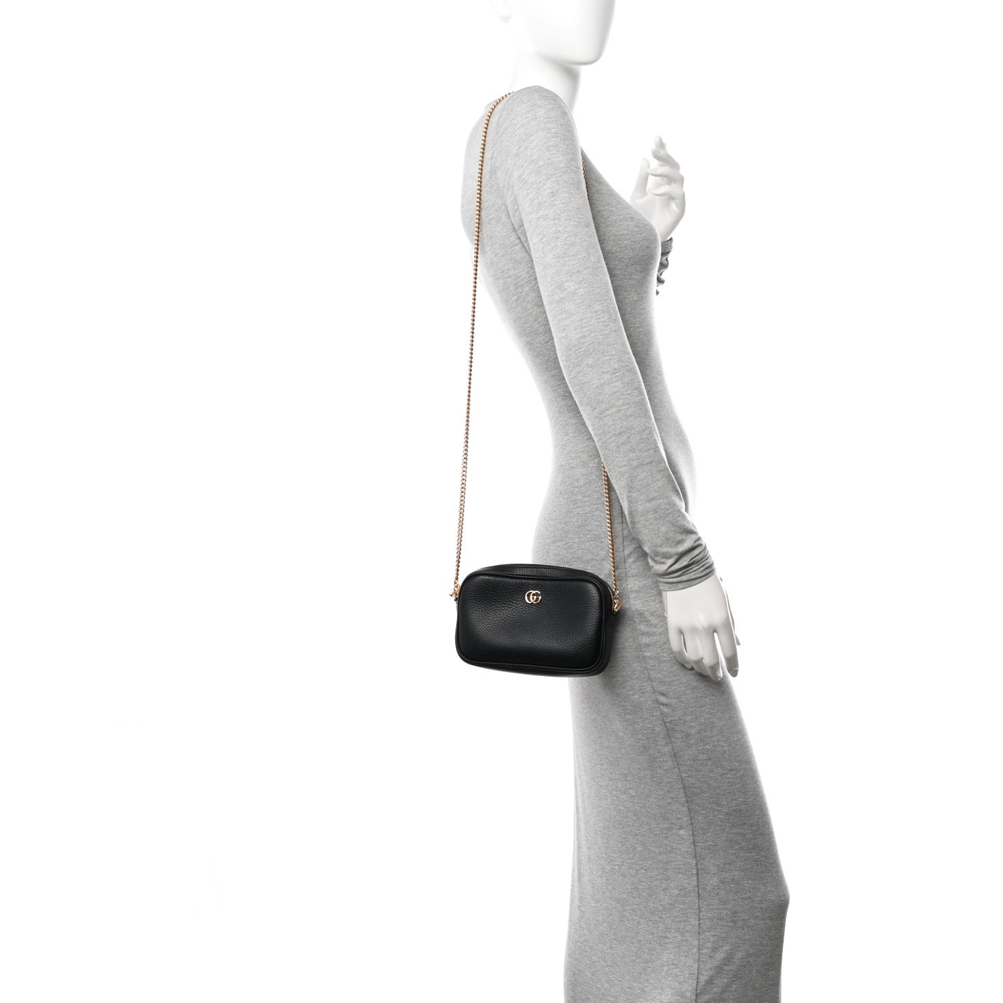 Dollar Calfskin Super Mini GG Marmont Chain Shoulder Bag Black