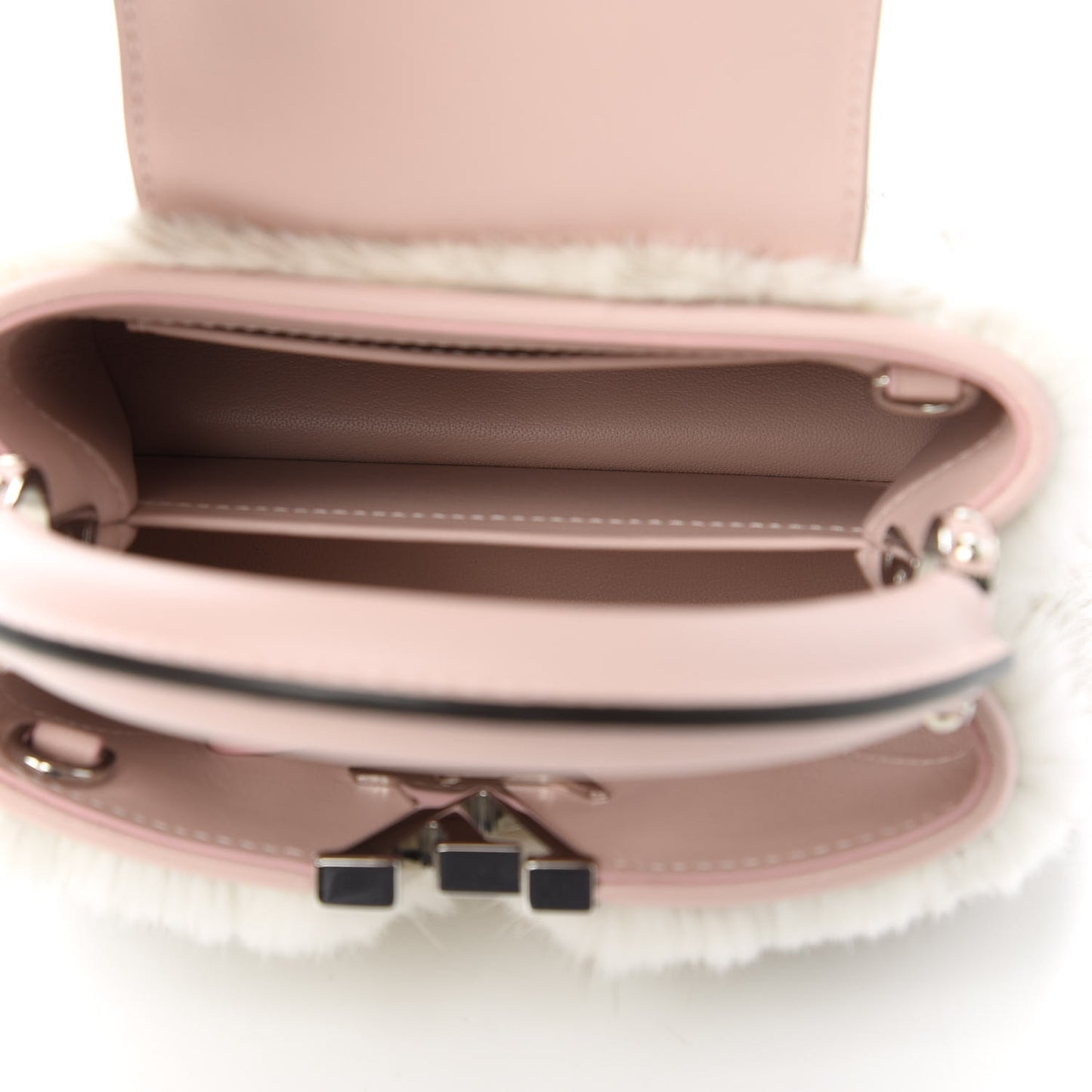 Mink Calfskin Goatskin Capucines Mini Silver Snow Grey Rosewater Pink