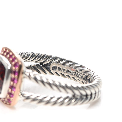 David Yurman Sterling Silver 18K Rose Gold Pink Sapphire Garnet 7mm Petite Albion Ring 52 6 5 of 5