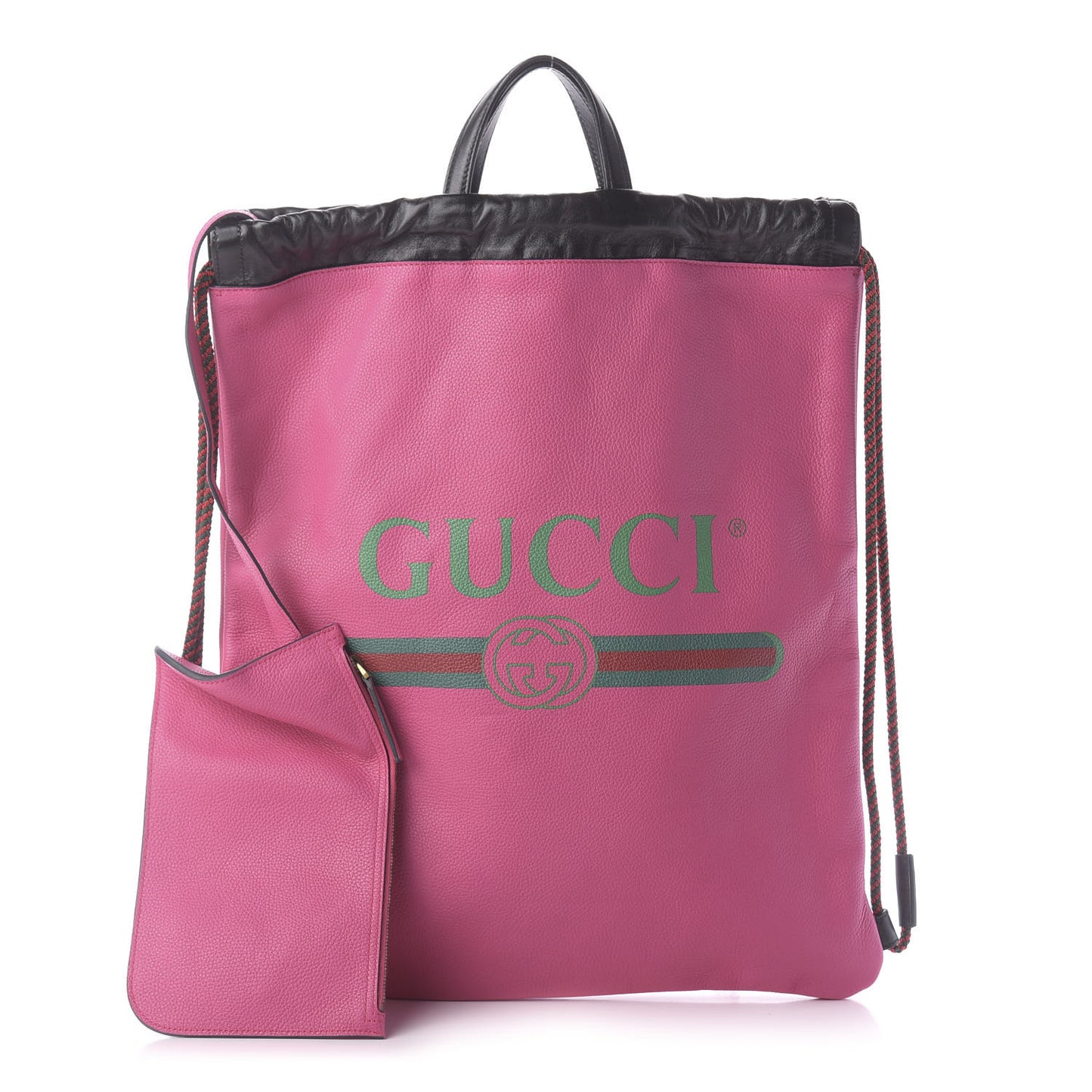 Grained Calfskin Logo Drawstring Backpack Box Pink Green Black
