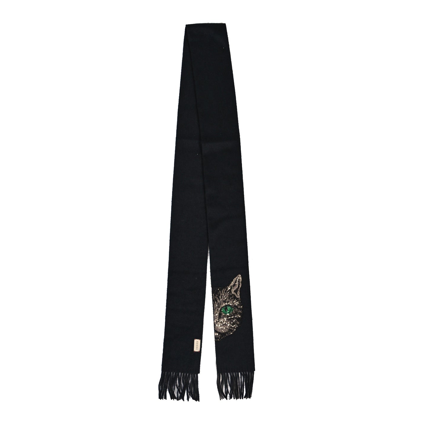 Wool Crystal Cat Scarf Black