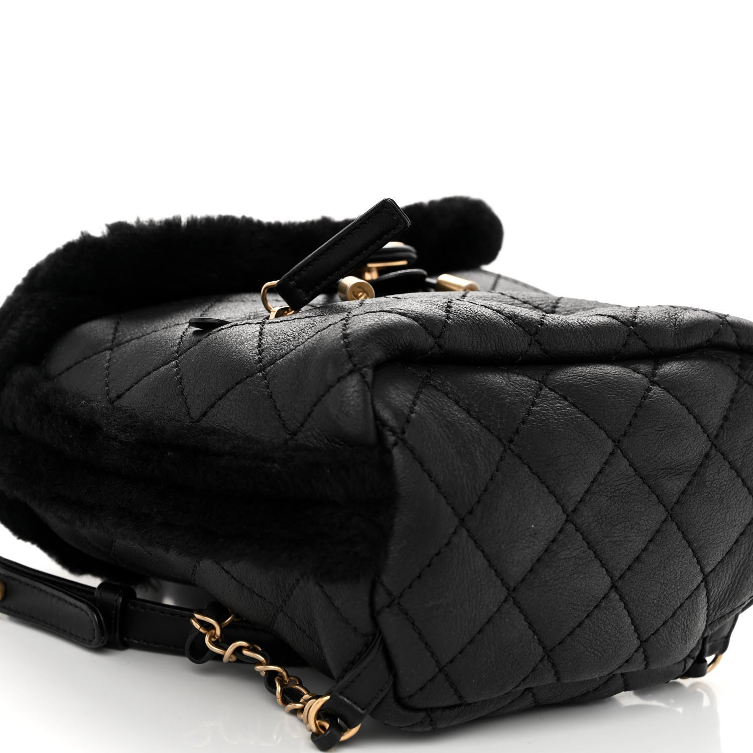 Chanel Lambskin Shearling Quilted CC Backpack Black 8 of 9