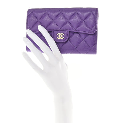 Chanel Caviar Quilted Medium Flap Wallet Purple 2 of 11