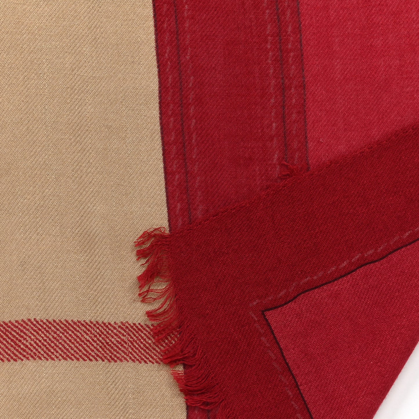 Modal Cashmere Haymarket Check Color Border Scarf Red