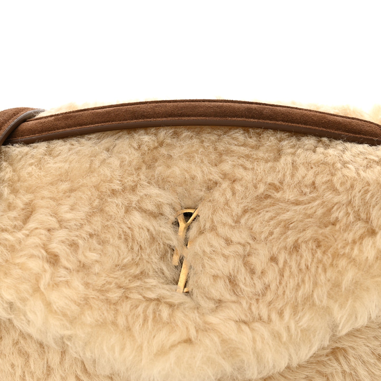 Shearling Calypso Crossbody Crema Naturel Dark Cigar