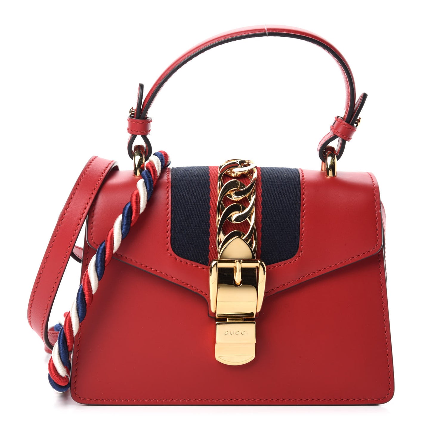 Calfskin Mini Sylvie Top Handle Bag Hibiscus Red