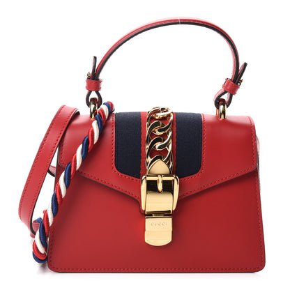 Gucci Calfskin Mini Sylvie Top Handle Bag Hibiscus Red 1 of 11