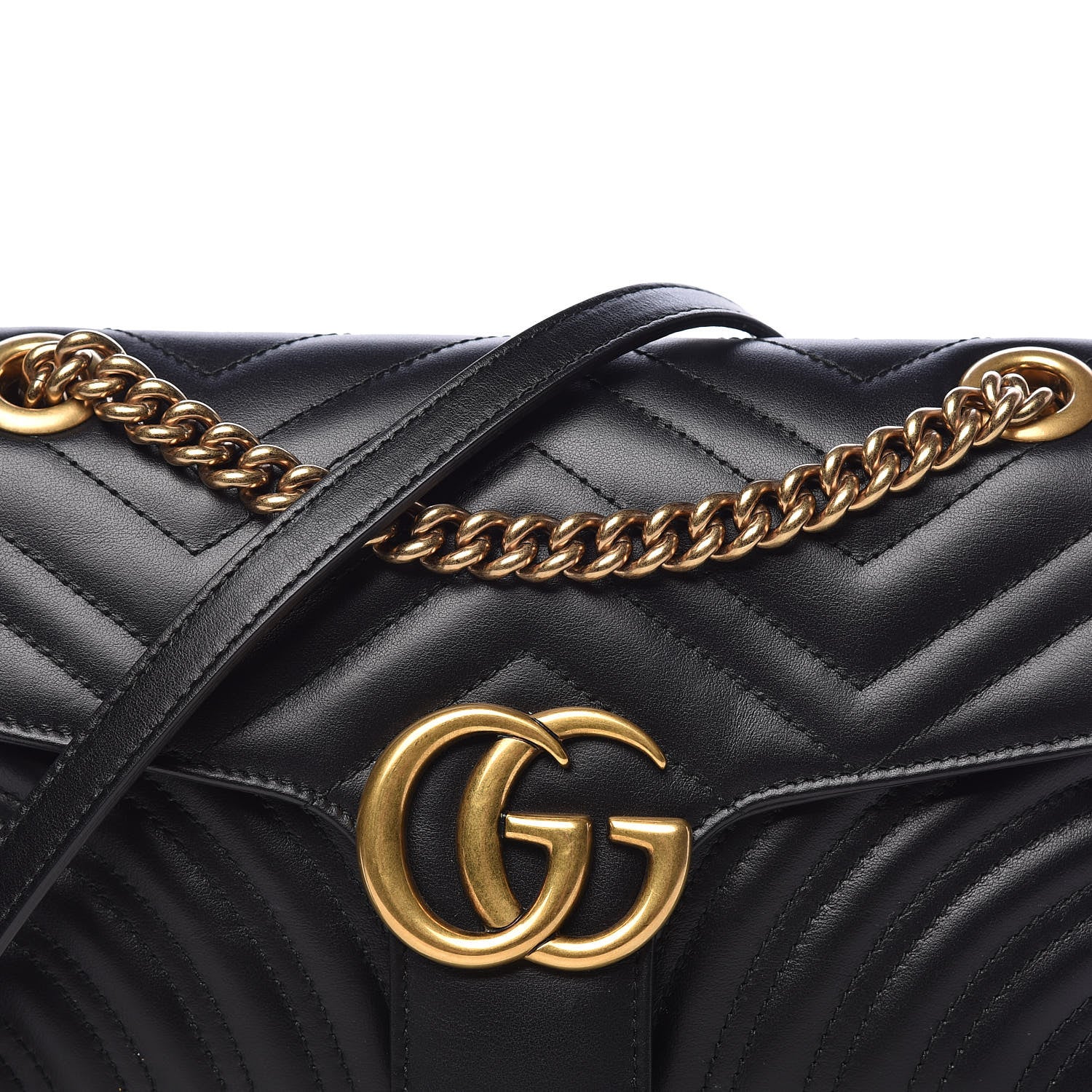 Gucci Calfskin Matelasse Small GG Marmont Shoulder Bag Black 10 of 10
