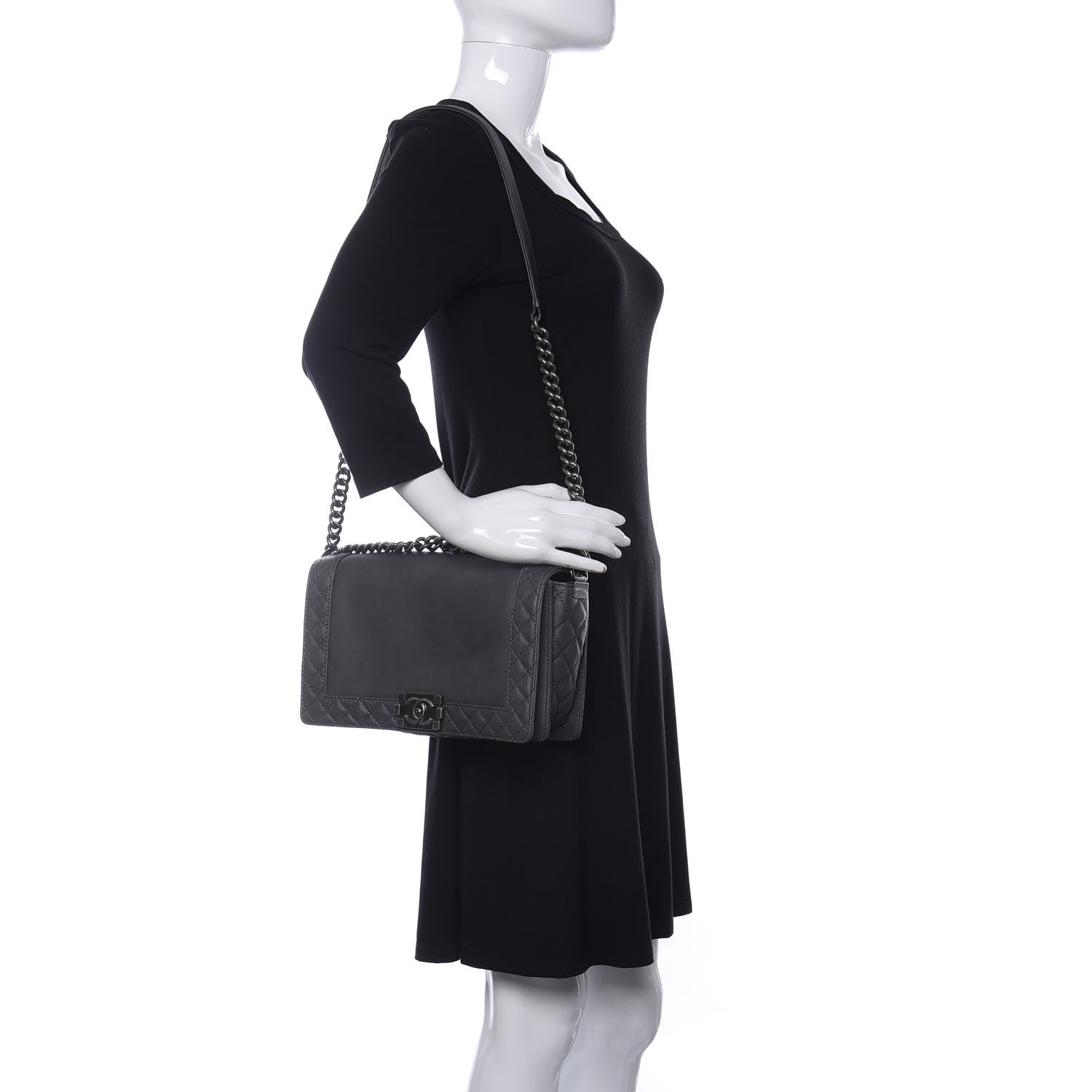 Chanel Calfskin New Medium Boy Reverso Flap Grey 2 of 11