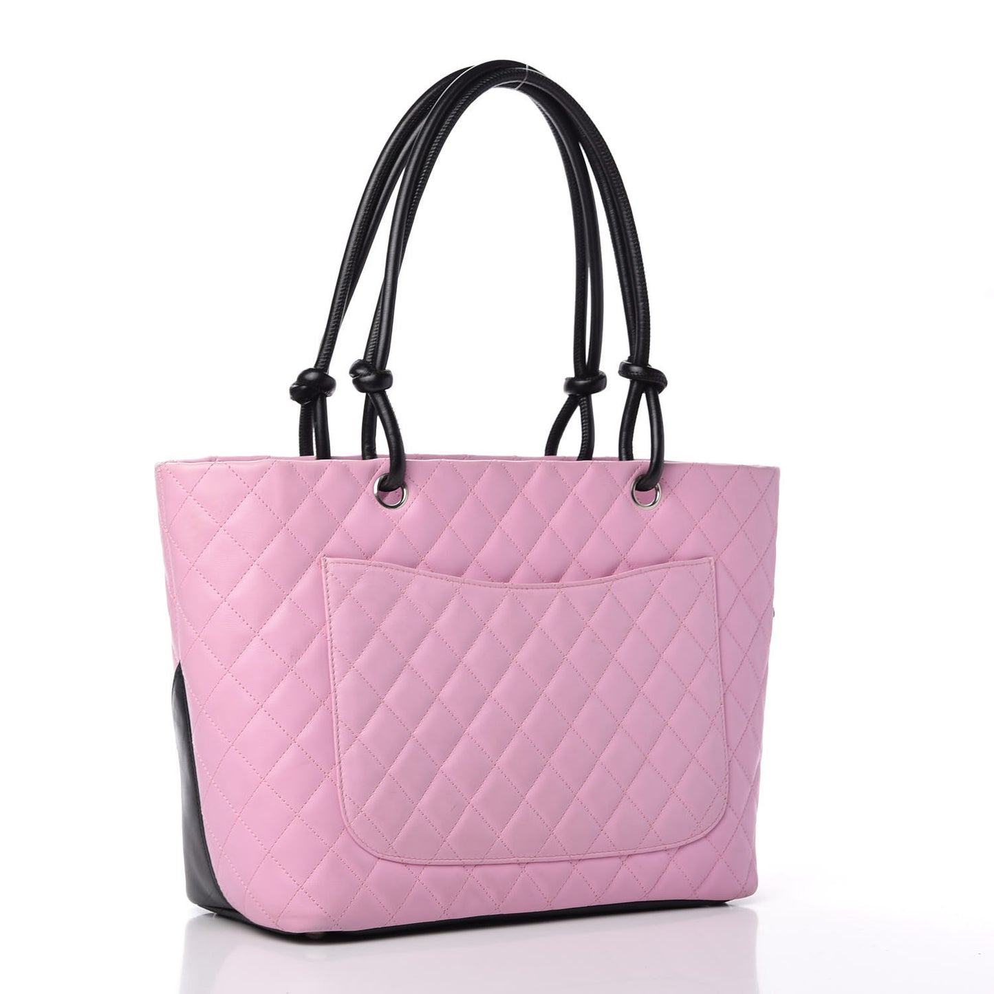 Calfskin Quilted Large Cambon Tote Pink Black