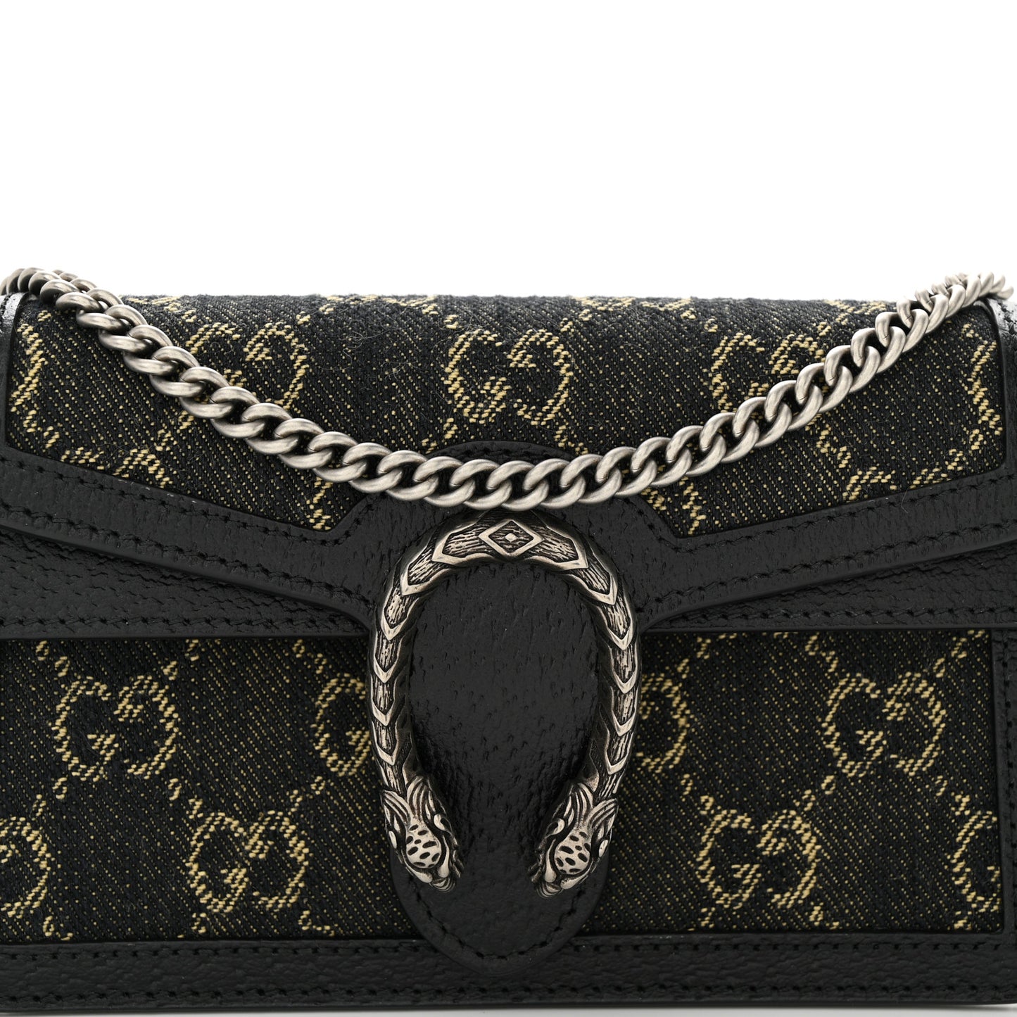 Jacquard Black Denim GG Monogram Super Mini Dionysus Shoulder Bag Black Ivory