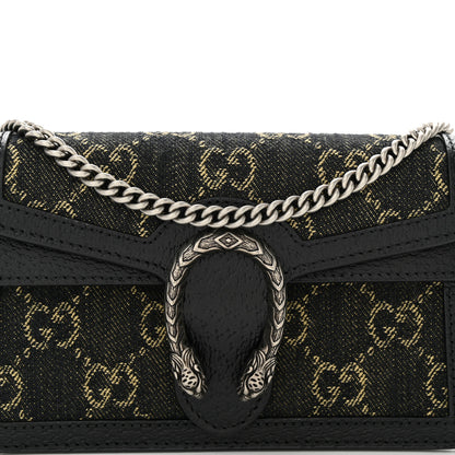 Gucci Jacquard Black Denim GG Monogram Super Mini Dionysus Shoulder Bag Black Ivory 7 of 10