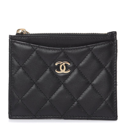 Chanel Lambskin Quilted Zip Card Holder Black 1 of 7