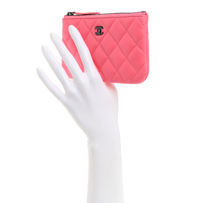 Chanel Lambskin Quilted Small Cosmetic Case Coral Pink 2 of 8