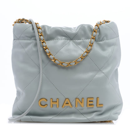 Chanel Shiny Calfskin Quilted Mini Chanel 22 Light Blue 1 of 9