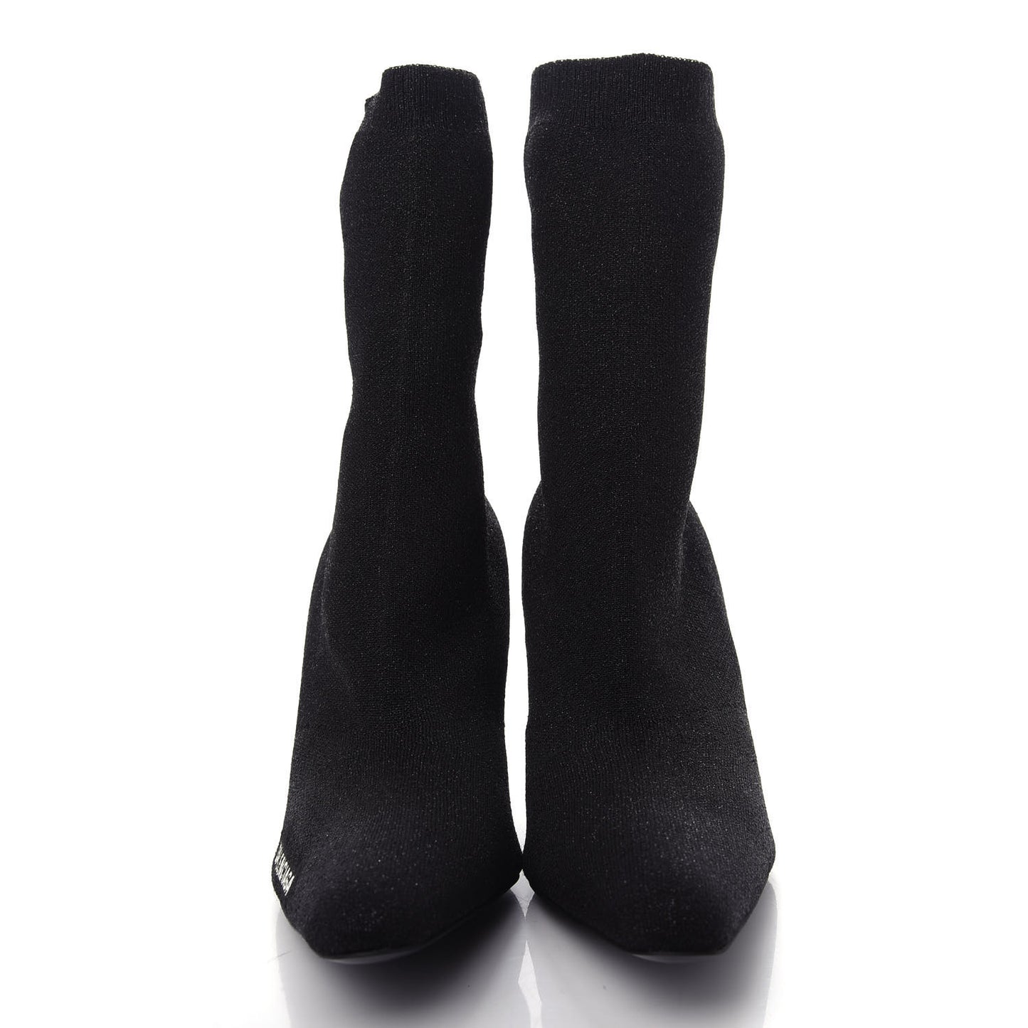 Knit Round Toe Knife Booties 36 Black