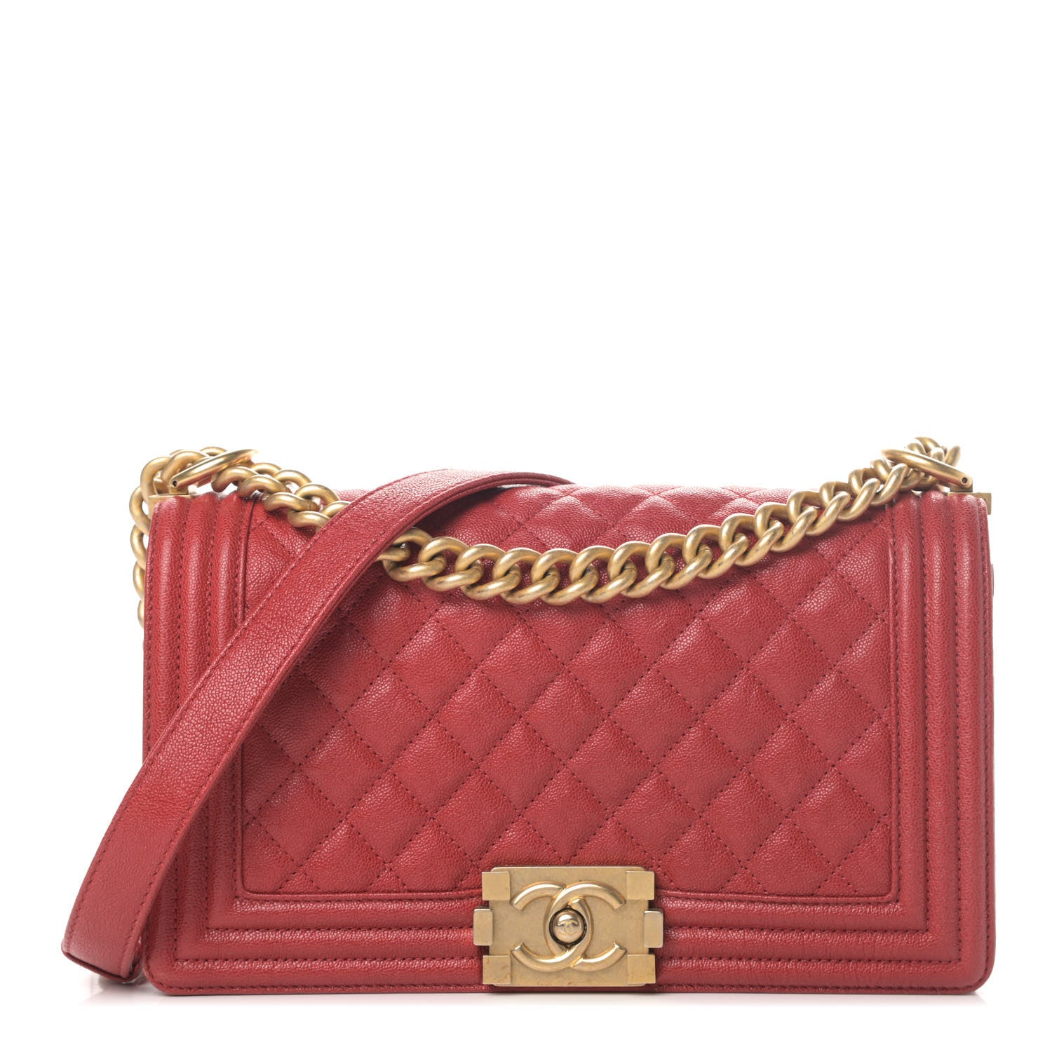 Chanel Caviar Quilted Medium Boy Flap Red 1 of 5
