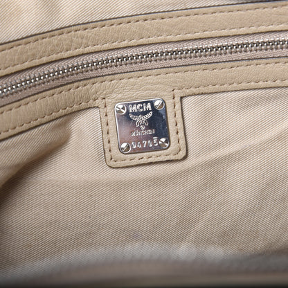 MCM Calfskin Ottomar Monogram Medium Klara Top Zip Tote New Beige 5 of 17